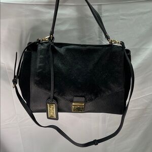 Badgley Mischka Black Shoulder Bag with Gold Accents